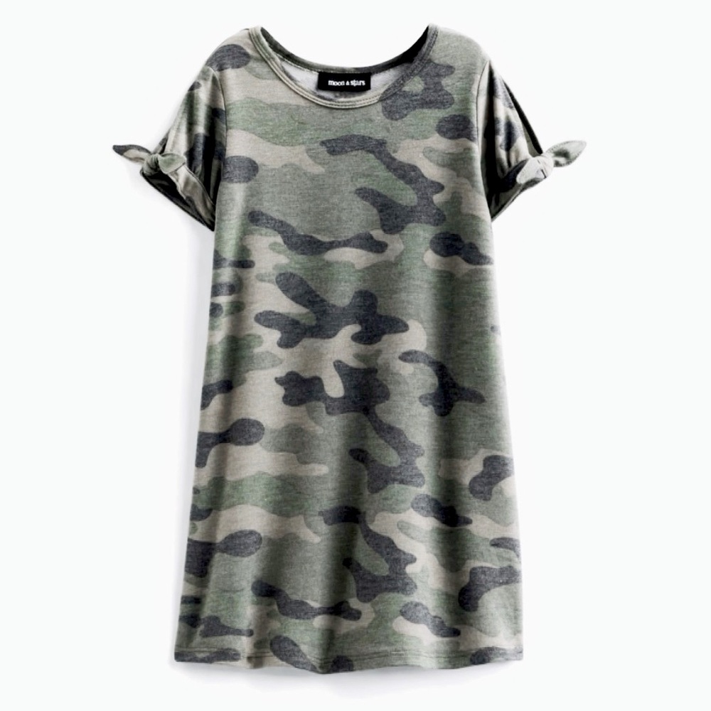 Moon & Stars - Stitch Fix Girls Green & Gray Camo T-Shirt Dress - Small 6/7